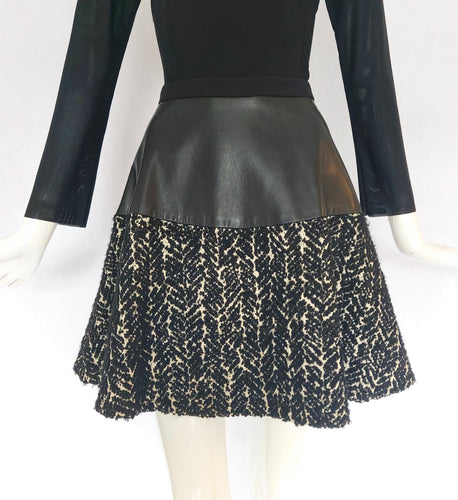 Cassidy leather & tweed skirt