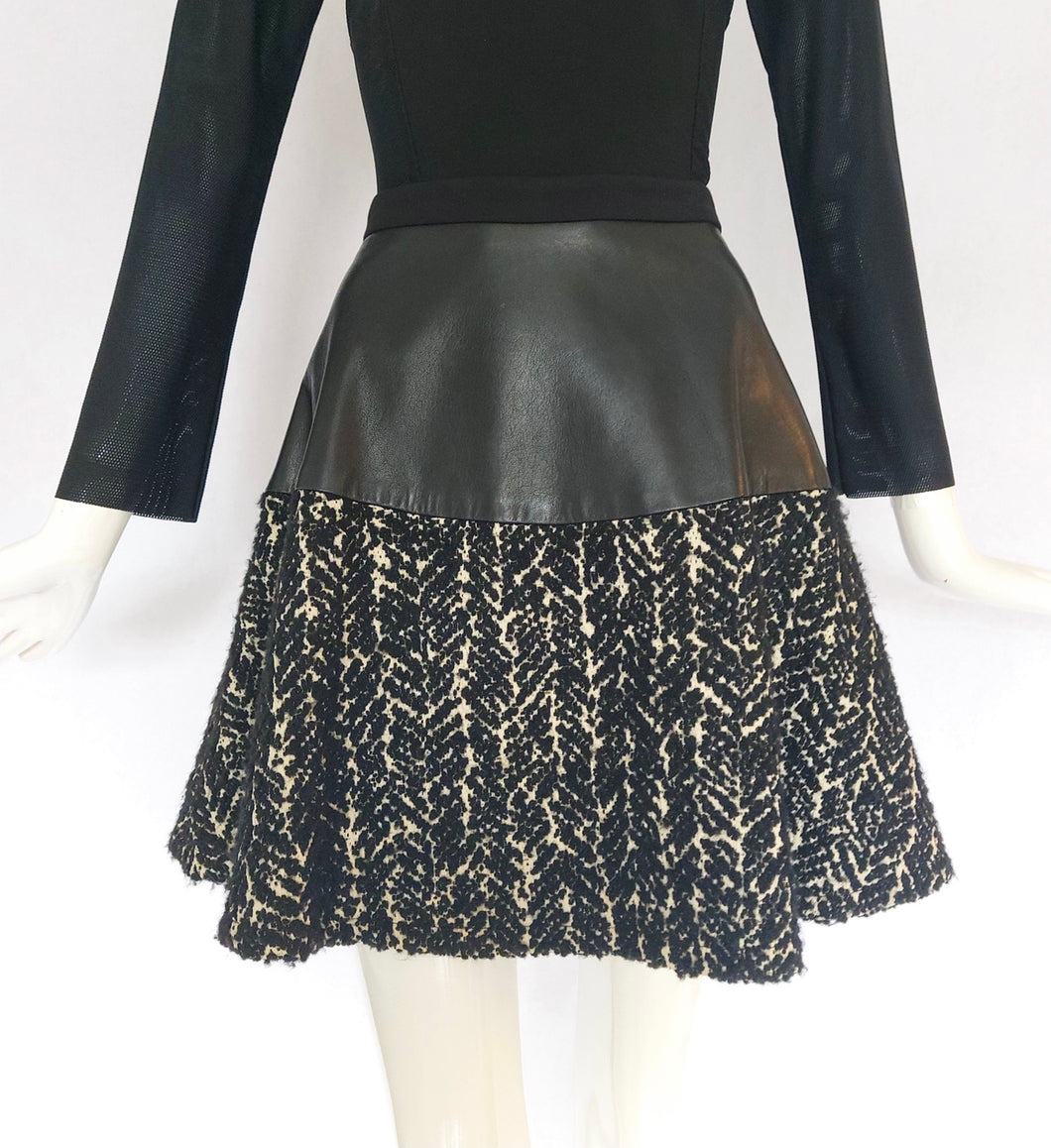Cassidy leather & tweed skirt